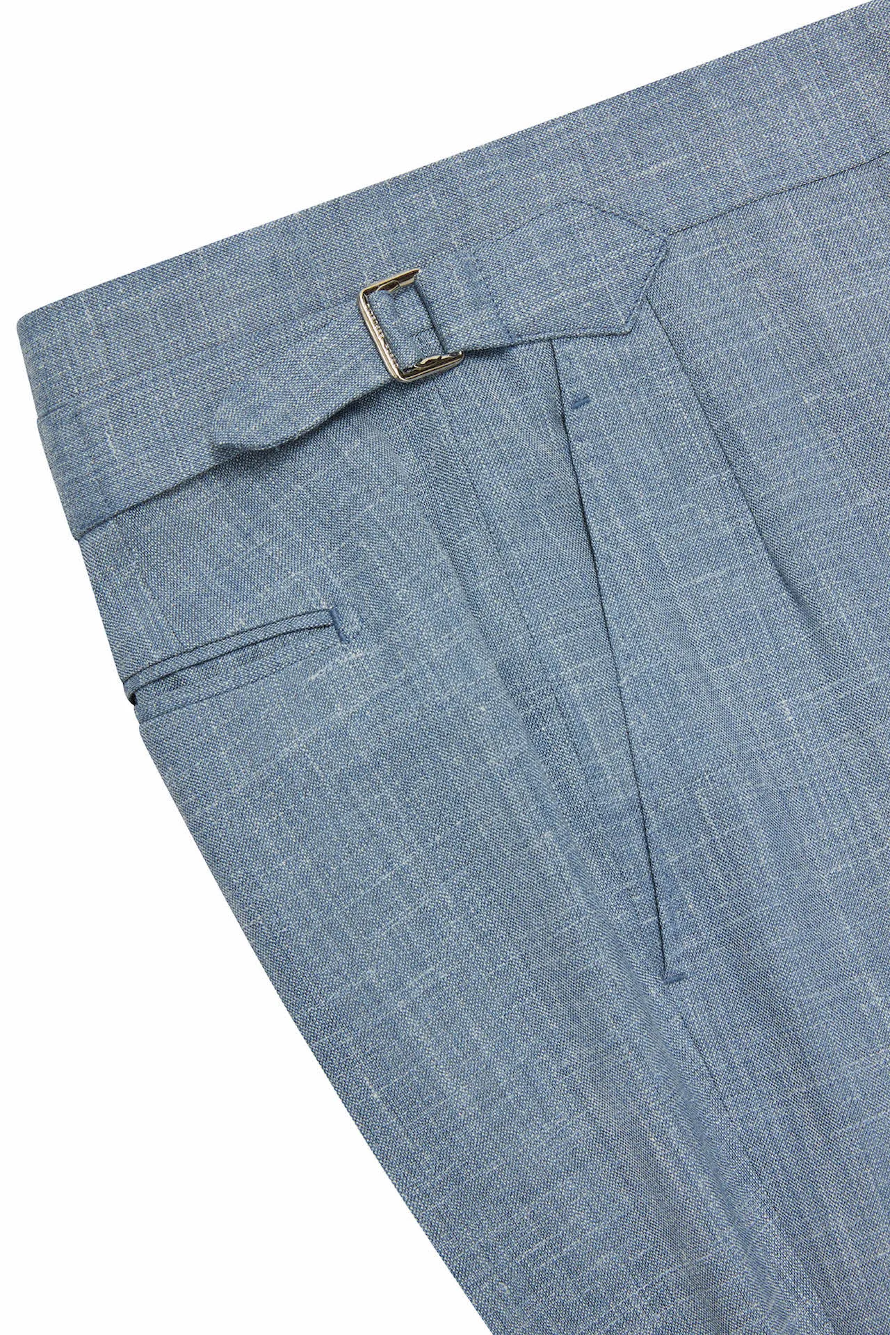 Light Blue Wool, Silk & Linen Trousers