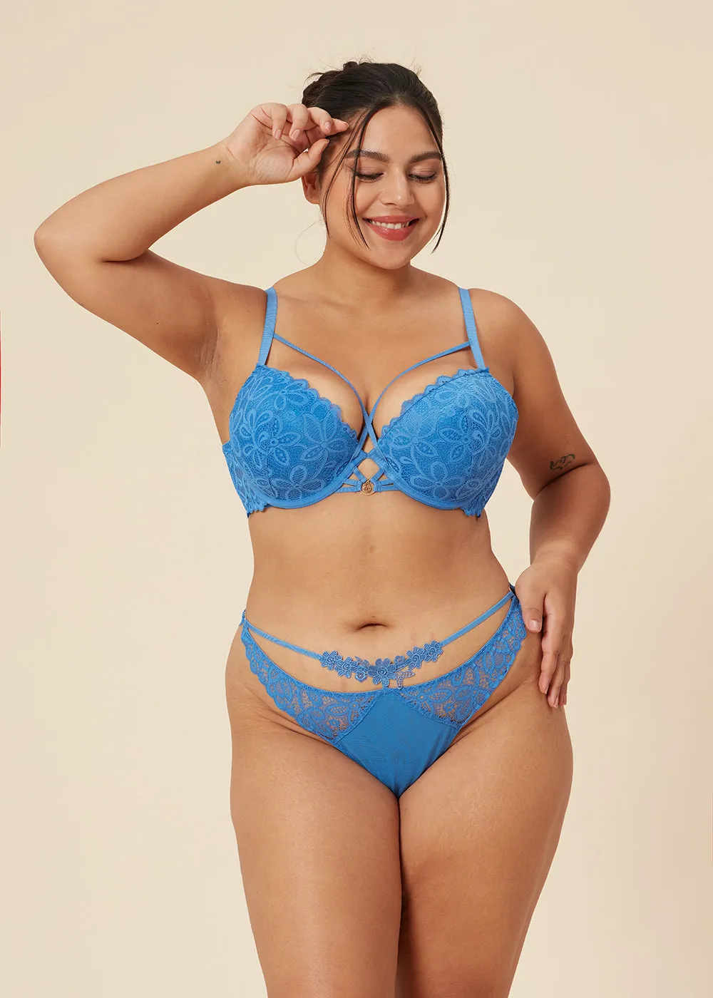 LYRA Sexy Recycled Lace Push-Up Underwire Demi Bra