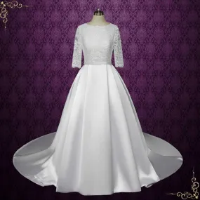 Modest Wedding Dress with Lace Top and Satin Skirt | TALULLA