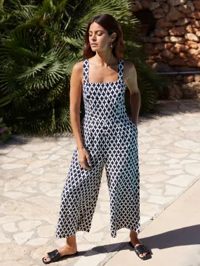 Mono Geo Print Strappy Jumpsuit