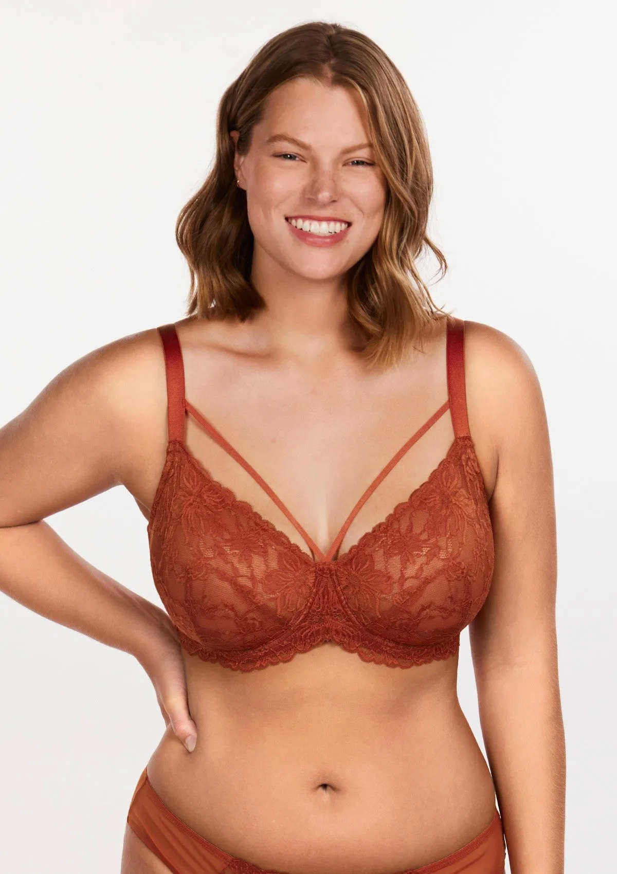 Pretty In Petals Red Unlined Strappy Lace Bra