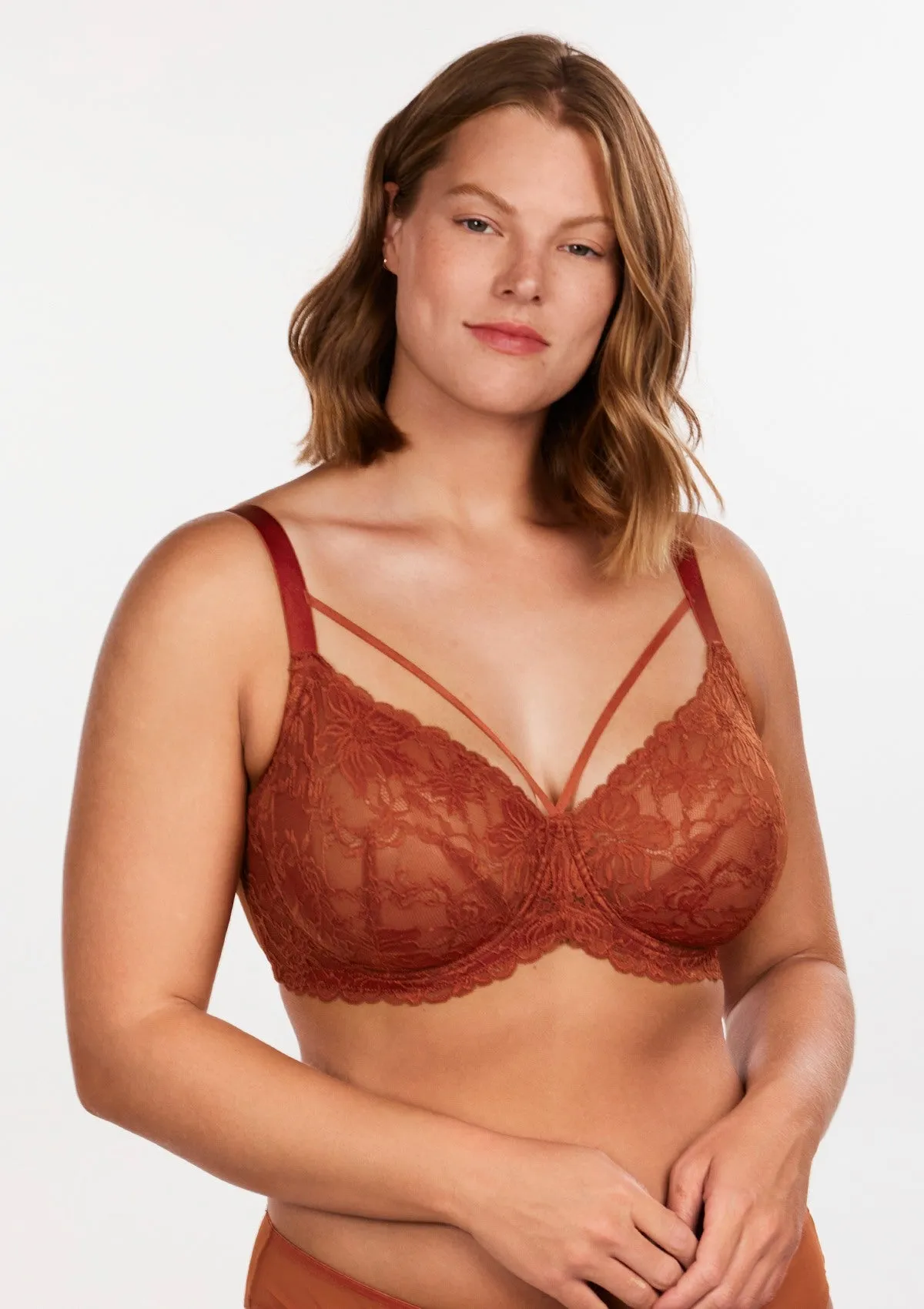 Pretty In Petals Red Unlined Strappy Lace Bra