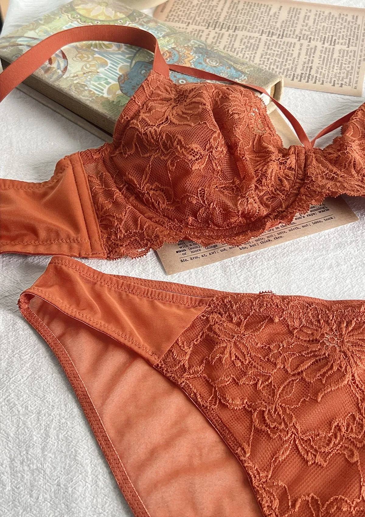 Pretty In Petals Red Unlined Strappy Lace Bra