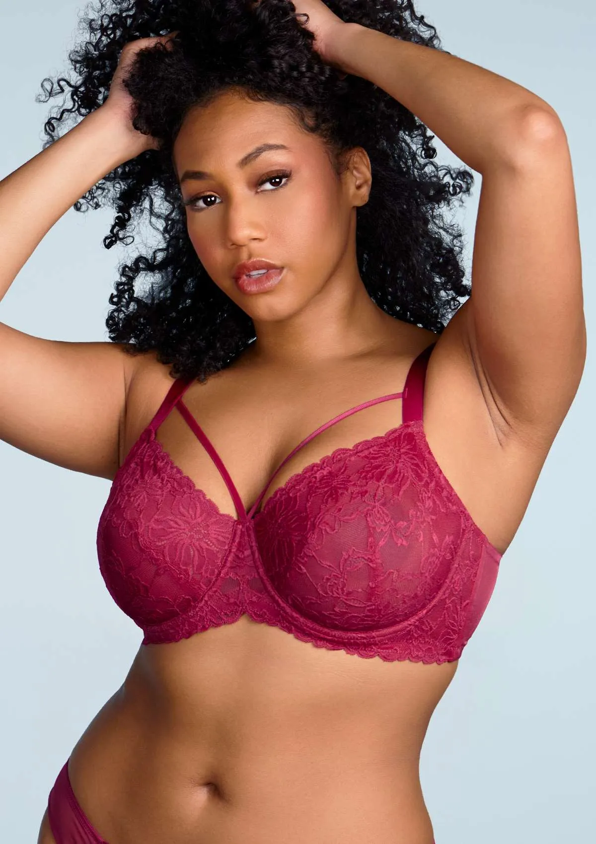 Pretty In Petals Red Unlined Strappy Lace Bra