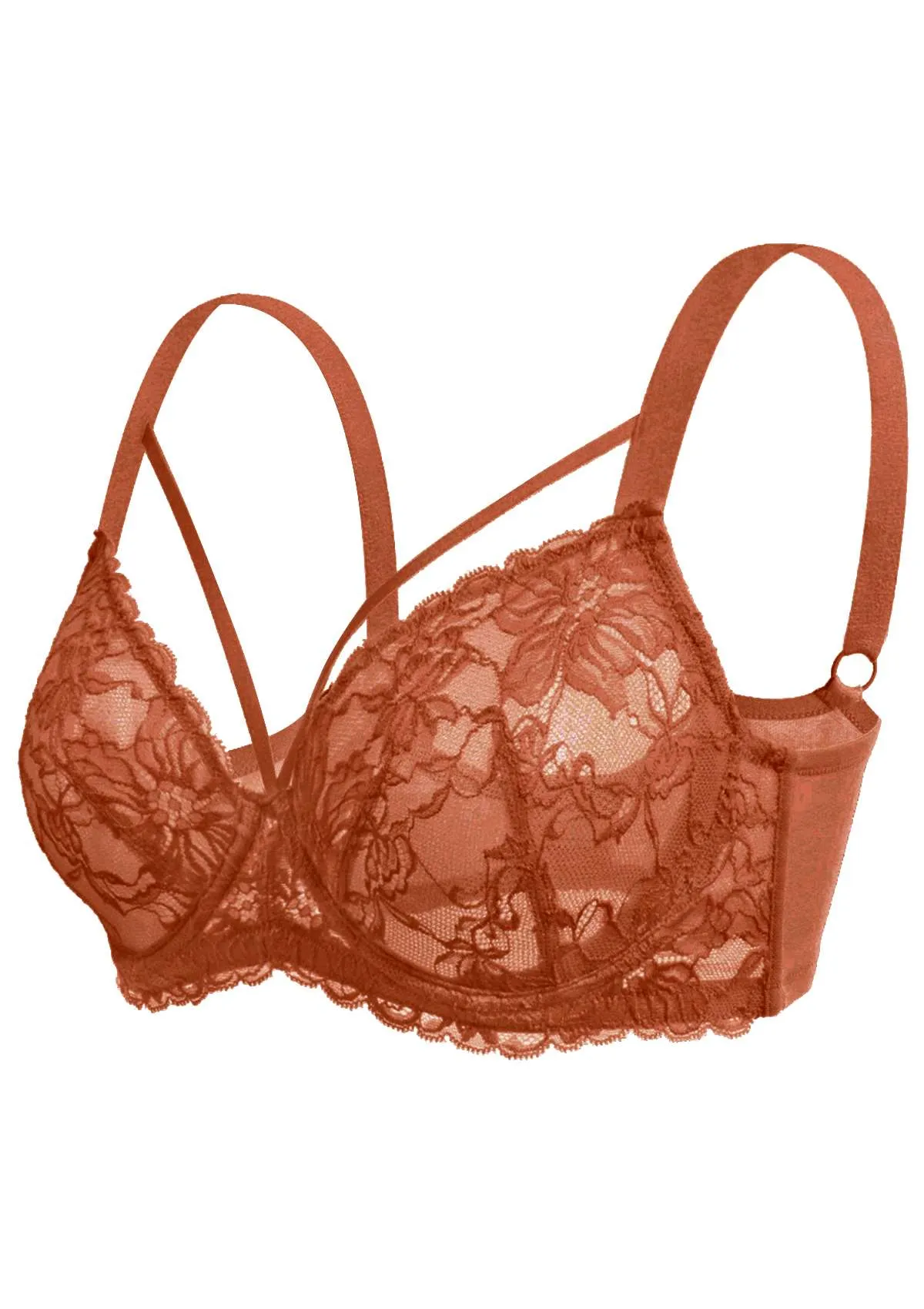 Pretty In Petals Red Unlined Strappy Lace Bra