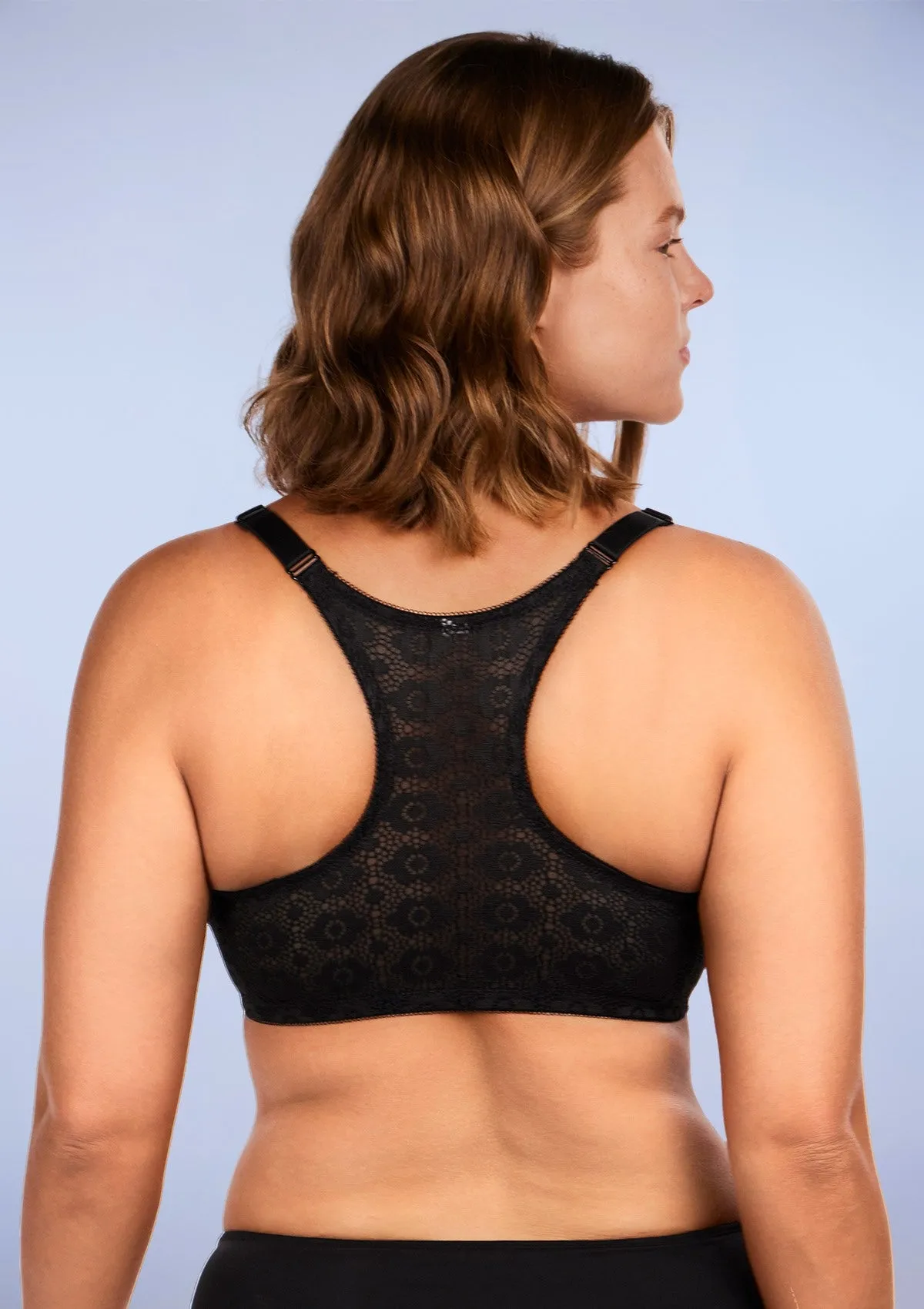 Serena Front-Close Lace-Back Black Underwire Bra