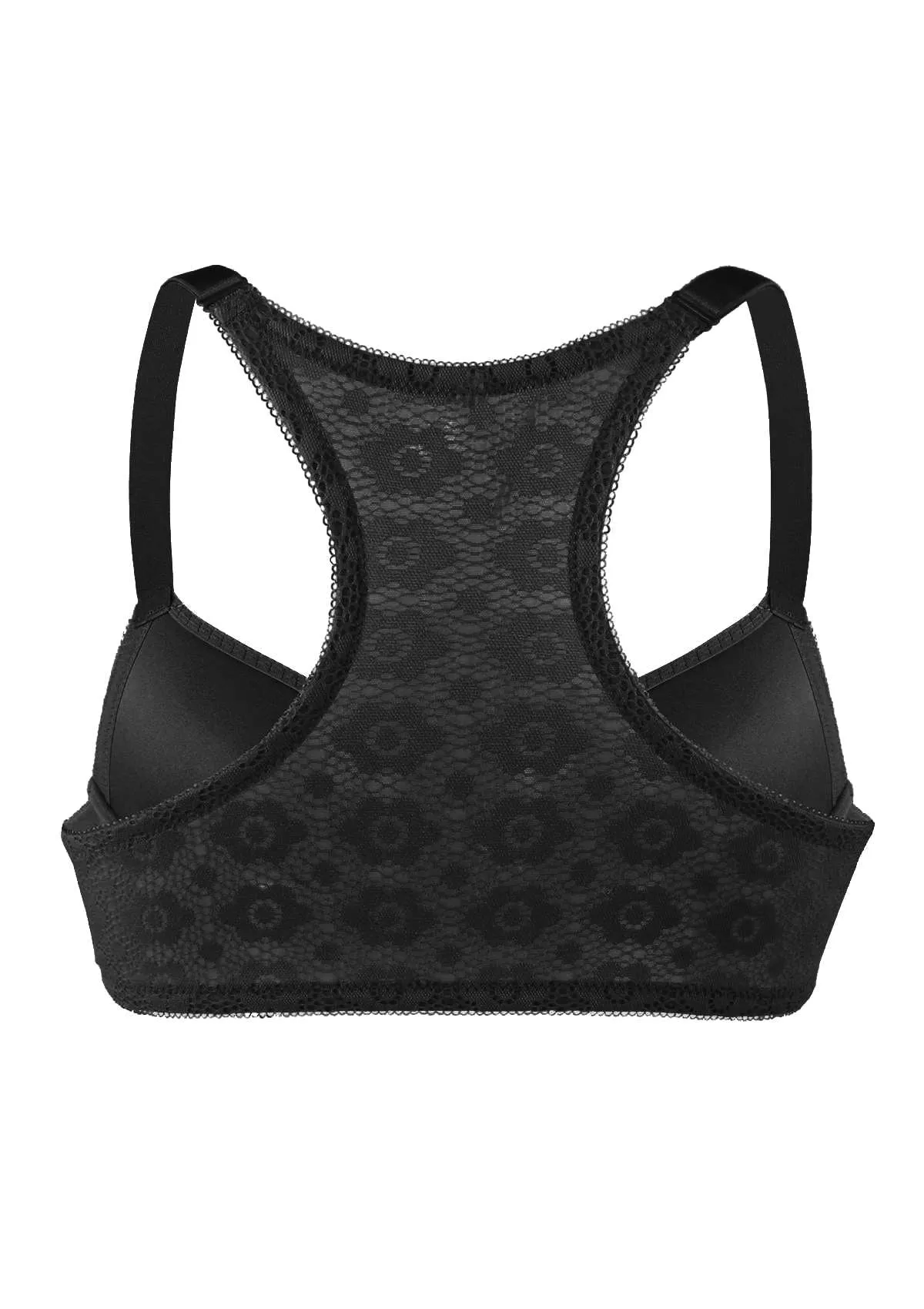 Serena Front-Close Lace-Back Black Underwire Bra