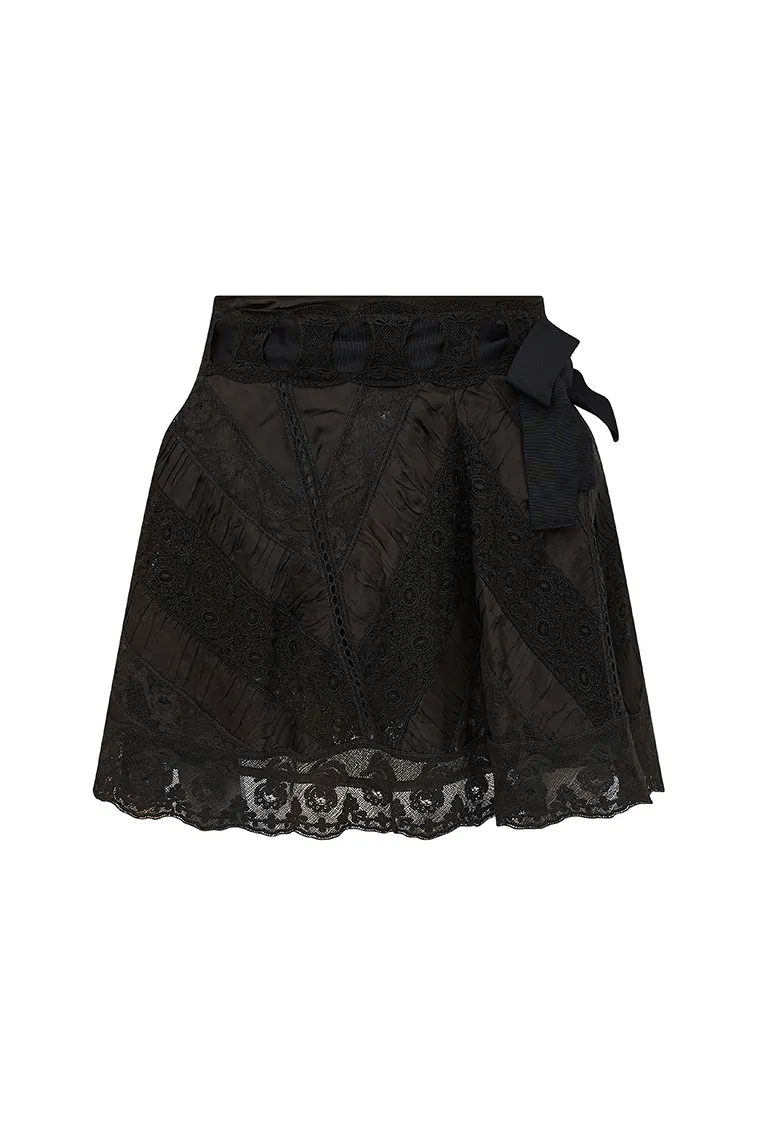 Shayda Lace Mini Skirt - BLACK