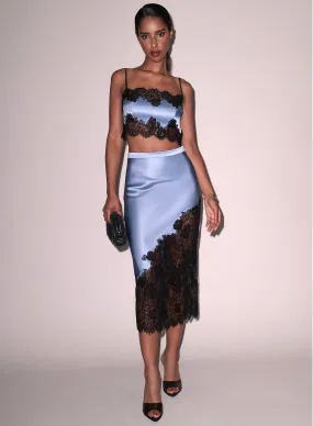 Silk & Lace Scallop Midi Skirt