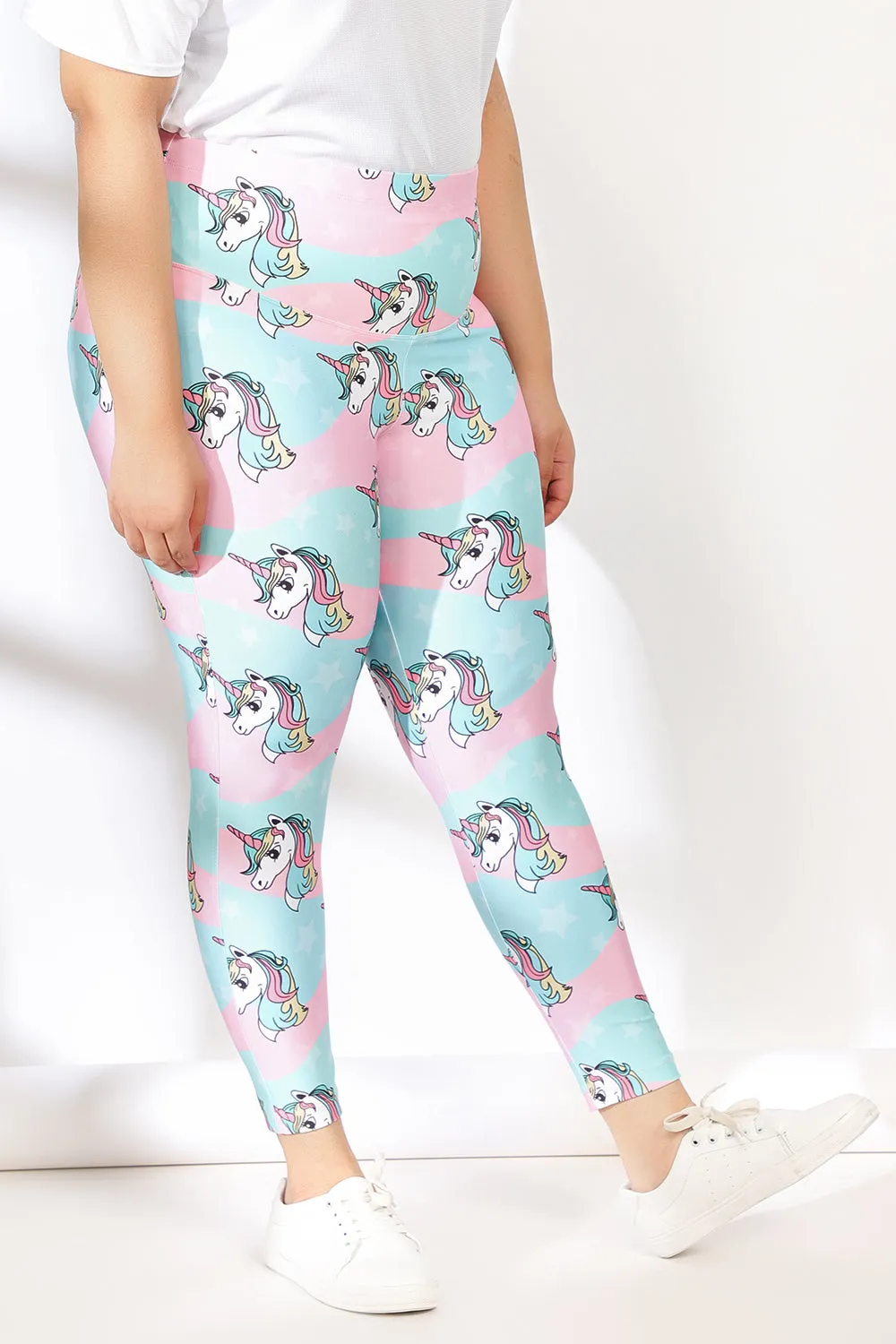 Unicorn Tummy Shaper Printed Leggings