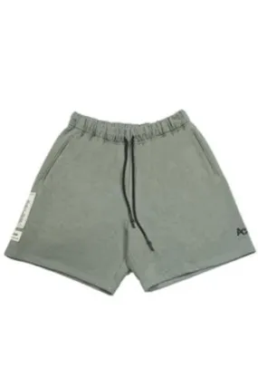 Unisex Grey-Green High-Waisted Oversized Shorts