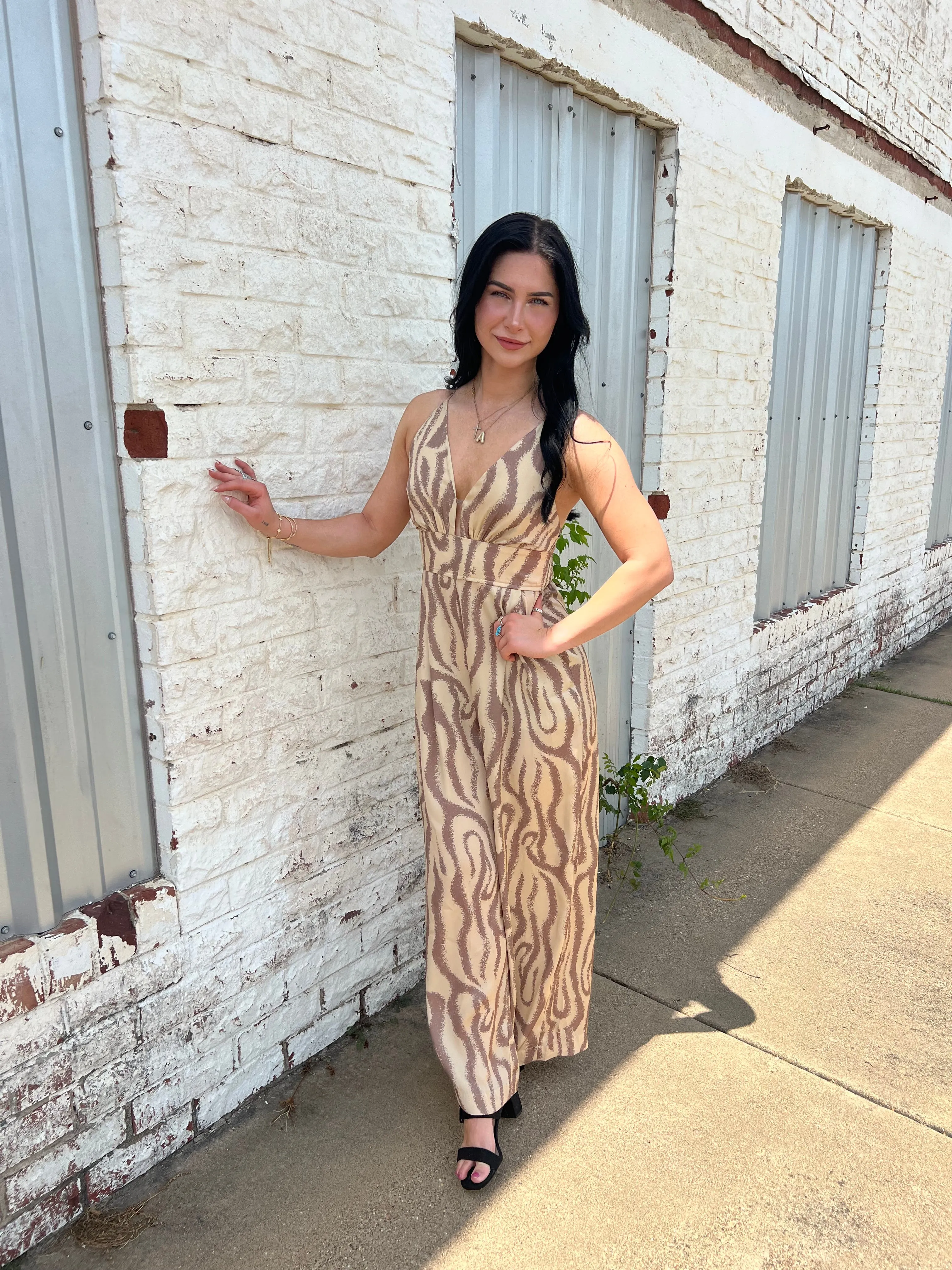 Vineyard Stroll Beige Jumpsuit