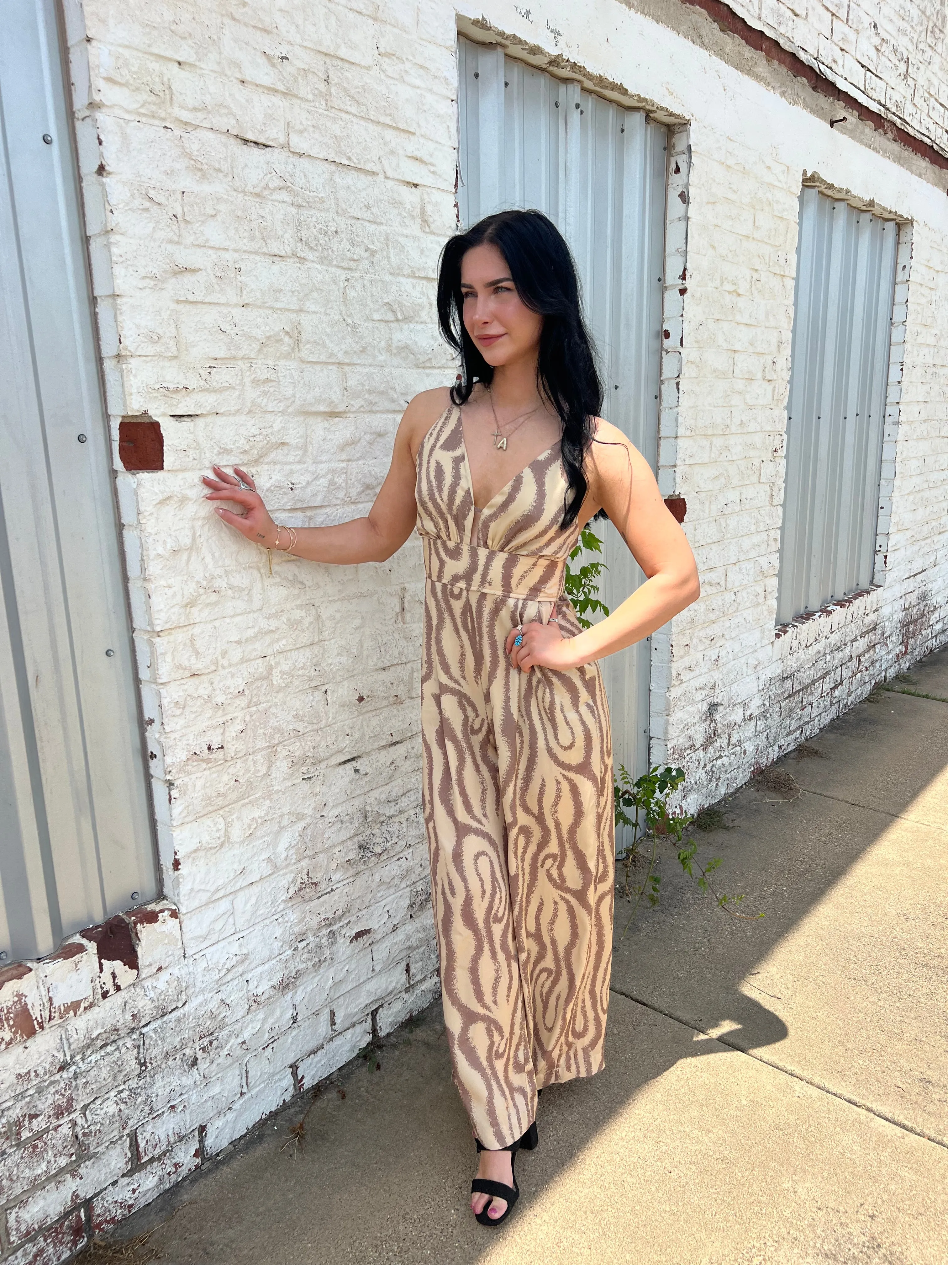 Vineyard Stroll Beige Jumpsuit