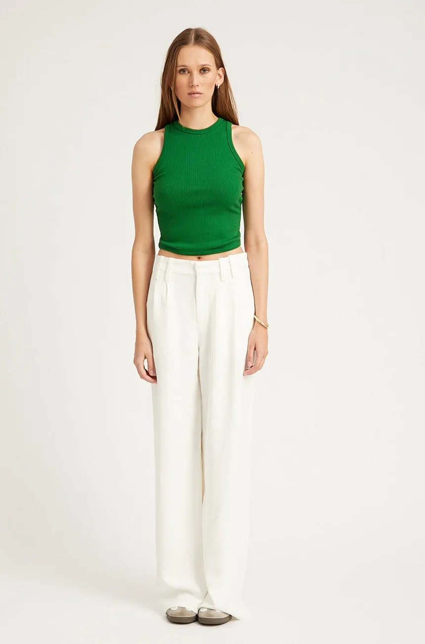 White Crepe Pleated Trousers