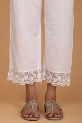 White Jam Satin Lace Trousers