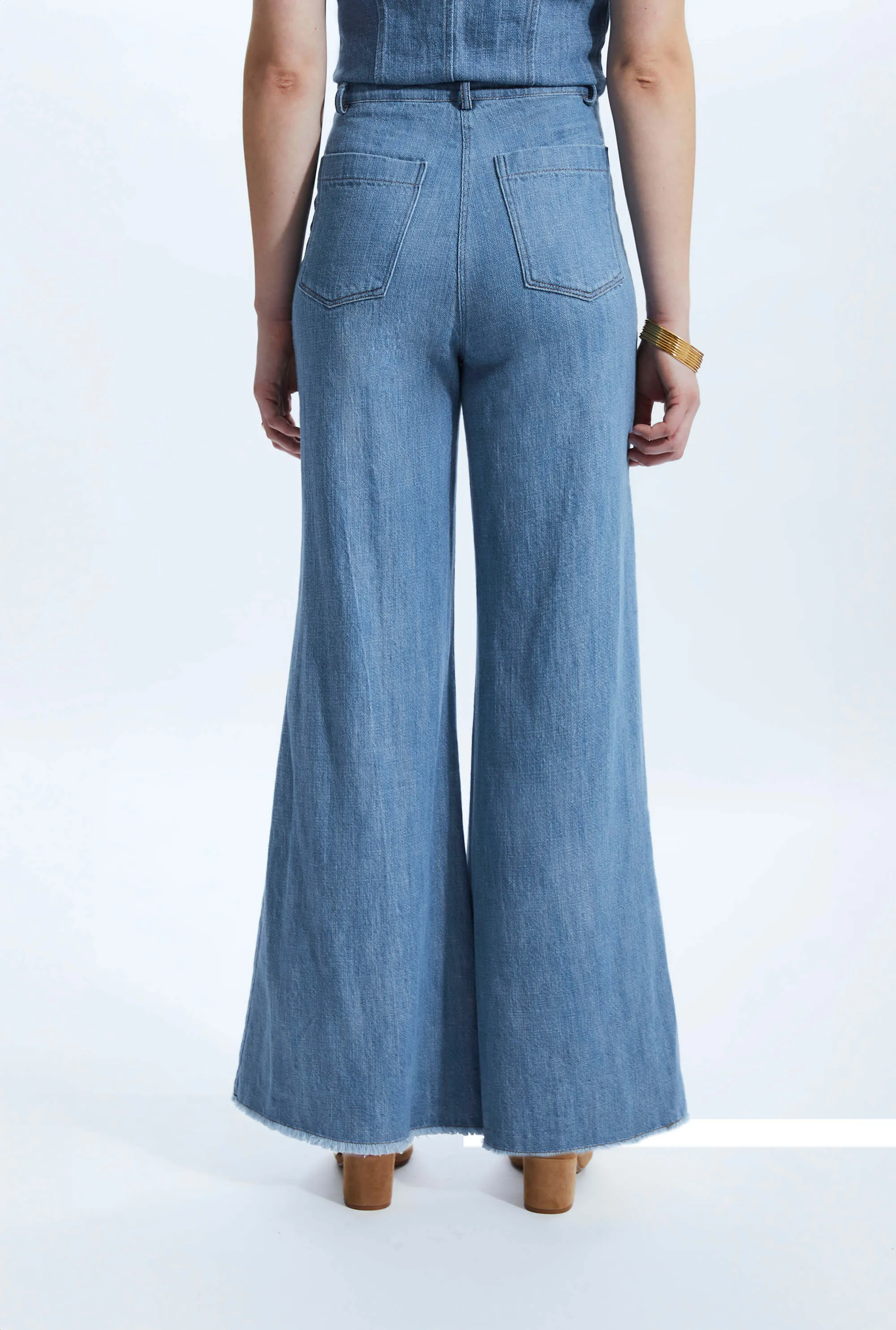 Wide Leg Denim Trousers