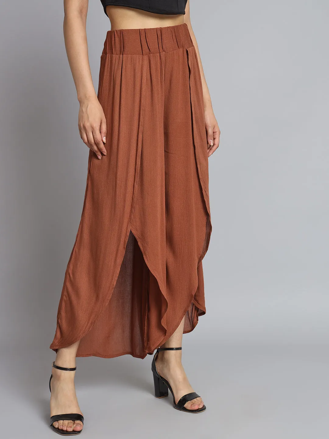 Women Brown Slit Pants